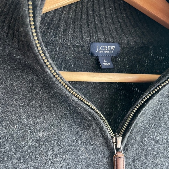 Men's J.Crew Charcoal Grey Wool Sweater, Quarter Zip, Size L (shrunk to S/M) - Picture 2 of 5